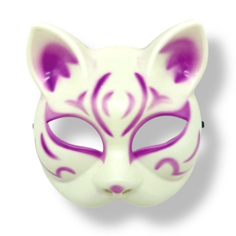 Маска Японской лисы (БЕЛО-фиолетовая)