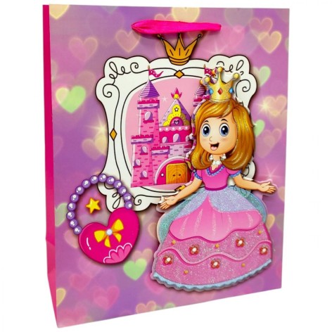 Пакет подарунковий, 32х26х10,5 см (ПРИНЦЕСА) мікс видів