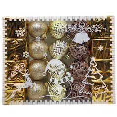 Новорічні прикраси, 20 штук, кульки, подарунки, D = 4,5 см, у слюді