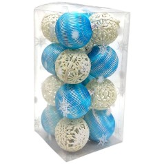 Новогодние украшения, 16 штук, шарики, D=6 см, в слюде
