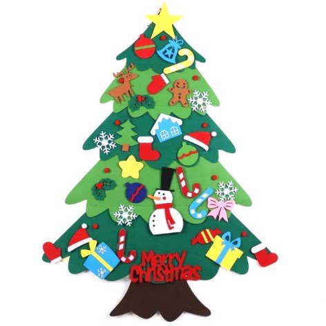 Набор для творчества "Фетровая елка", игрушки на липучках + гирлянда (высота - 95 см)