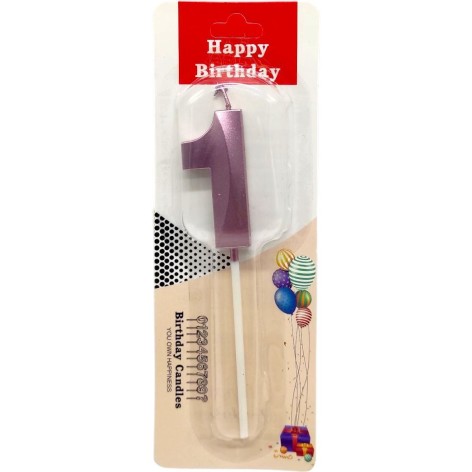 Свеча для торта "Цифра 1" (ФИОЛЕТОВАЯ)