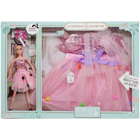 Лялька Emily арт. QJ082A (12шт) в наборі спідниця для дитини, короб.58*6*40см