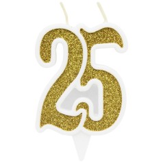 Свечка декоративная "25", золото