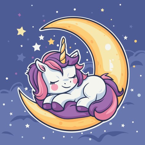 Картина по номерам "Единорожка в звездном сне" 30х30 см