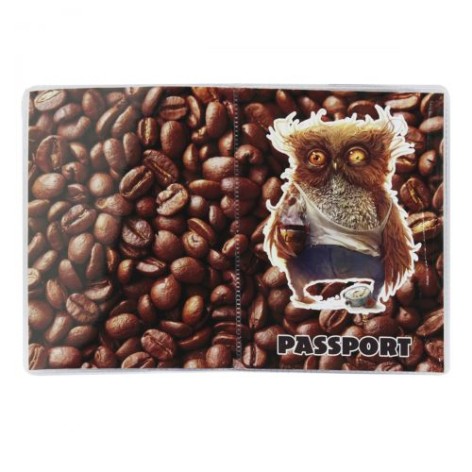 Обкладинка на паспорт "Сова з кавою"