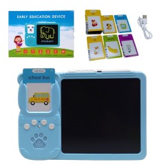 Планшет для рисования LCD Writing Tablet + озвученная азбука Монтессоры 112 карточек (голубой)