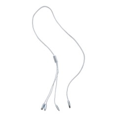 Кабель тканевый 3 в 1, MicroUSB, Type-C и Lightning (белый)