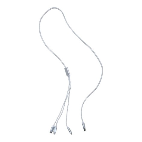 Кабель тканевый 3 в 1, MicroUSB, Type-C и Lightning (белый)