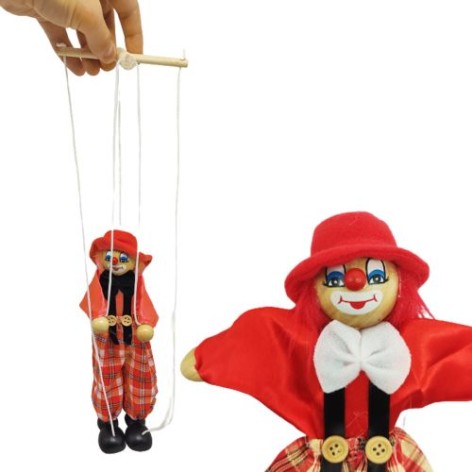 Лялька-маріонетка "Клоун", у червоному