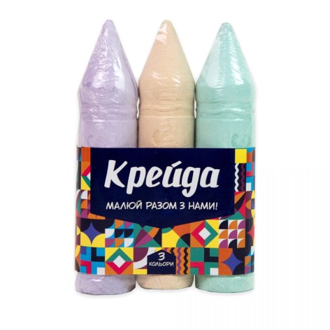 Мел Карандаш - 3 штуки Strateg большая цветная (50123)