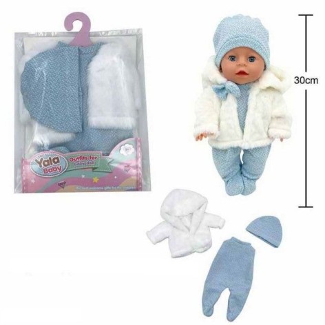 Одежда для пупса (комбинезон, шапочка, шуба) для кукол ростом 30-35 см