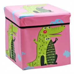 Корзина-пуфик для игрушек "Крокодил" (розовый)