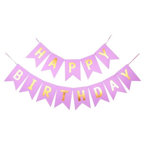 Гірлянда Happy Birthday Бузкова