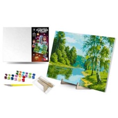 Картина по номерам 40х50 см "Березовый край" с деревянной подставкой