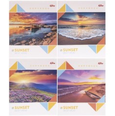 Тетрадь 60л клетка "Sunset" "Мечты сбываются" (12 экземпляров, микс)
