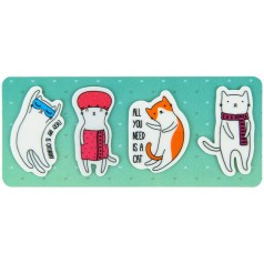 Закладки платсиковые 4x20 шт, 35х50 мм, Cats