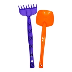 Пісочний набір Лопатка та граблі МАЛИНОВО ПОМАРАНЧЕВІ