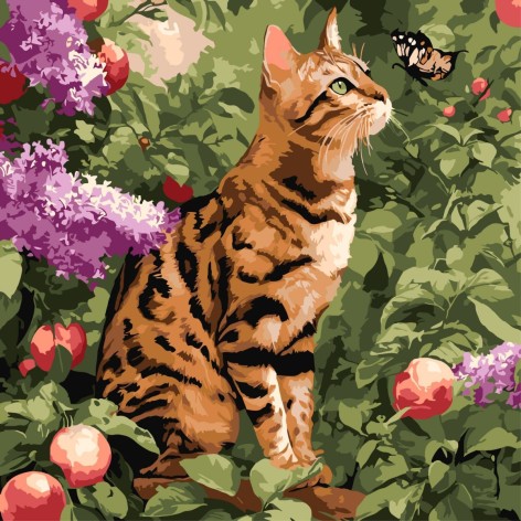Набор для росписи по номерам "БЕНГАЛЬСКИЙ КОТ" 40х40 см