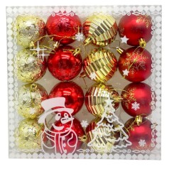 Новорічні прикраси, 16 штук, кульки, D= 5 см, в коробці