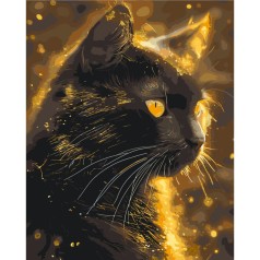 Картина по номерам Черный кот, животные. С красками металлик 40*50 см Оригами LW 3301