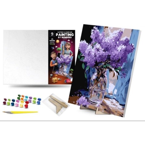Картина по номерам 40х50 см "Ароматная сирень" с деревянной подставкой