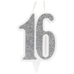 Свечка декоративная "16", серебро