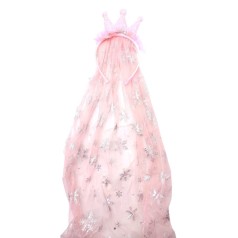 Новогодний обруч "Корона с фатином" розовый 69 см