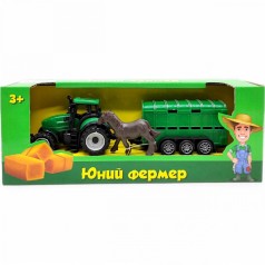 Машинка інерційна "Трактор з причепом", 18 см (з коником)