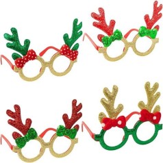 Очки новогодние "Рожки с бантиком" микс