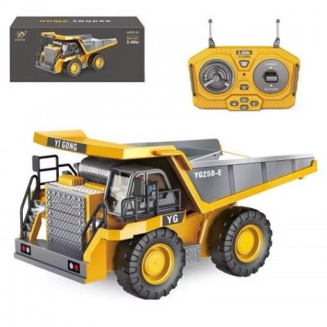 Спецтехника на радиоуправлении "Самосброс", металлопластик, переворачивающий кузов, звук, свет, аккумулятор 3.7 V, пульт 2.4 GHz, в коробке