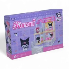 Будиночок аніме Kuromi 1 герой, 72 елементи, підсвічування, висота 31см, два поверхи, ліжечко, стіл, парканчик, в коробці