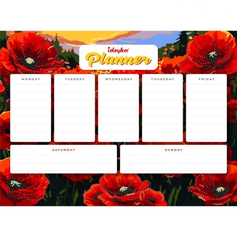 Планер на магнитной основе с алмазной мозаикой "Маки" 32х40 см