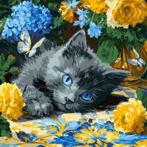 Набор для росписи по номерам "Котенок голубоглазый" 40х40 см