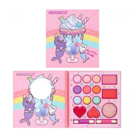 Косметика 9 цветов теней и аппликаторы, румяная, блеск для губ, в коробке