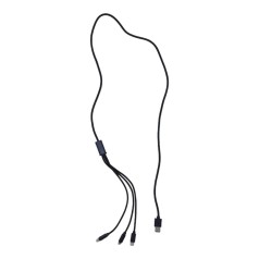 Кабель тканевый 3 в 1, MicroUSB, Type-C и Lightning (черный)