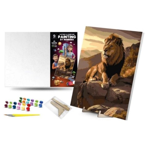 Картина по номерам 40х50 см "Царь зверей" с деревянной подставкой