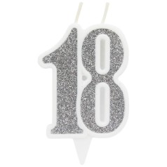 Свечка декоративная "18", серебро