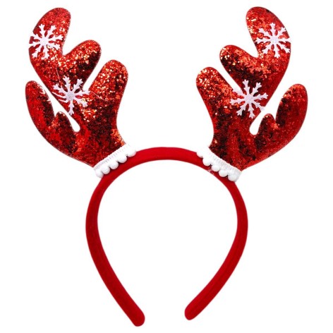 Обруч "Рожки со снежинками" 25 см, микс видов