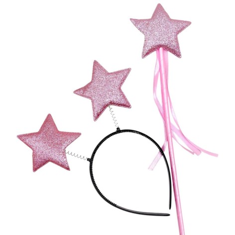 Набор новогодний (обруч с волшебной палочкой) "Звездочка" розовый