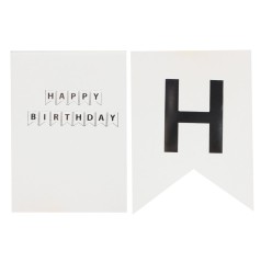Гирлянда "Happy birthday" белая с черными буквами