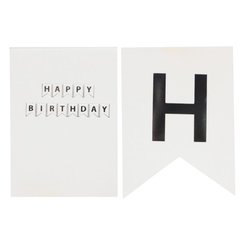 Гирлянда "Happy birthday" белая с черными буквами