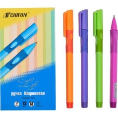Ручка масляна CHIFON, тренажер правша, синя (12 шт у наборі)