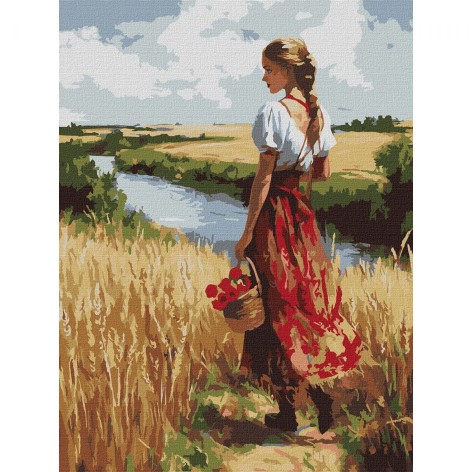 Набор для росписи по номерам "УКРАИНКА И ЛАНЫ" 30Х40 см