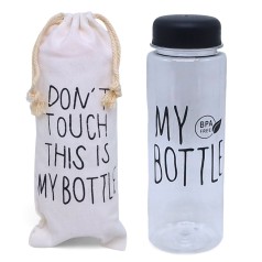 Бутылка для воды в мешочке "My Bottle", 500 мл (черная крышка)