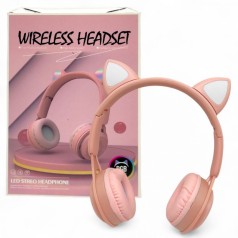 Навушники бездротові, підсвічування, Bluetooth, (РОЖЕВІ)