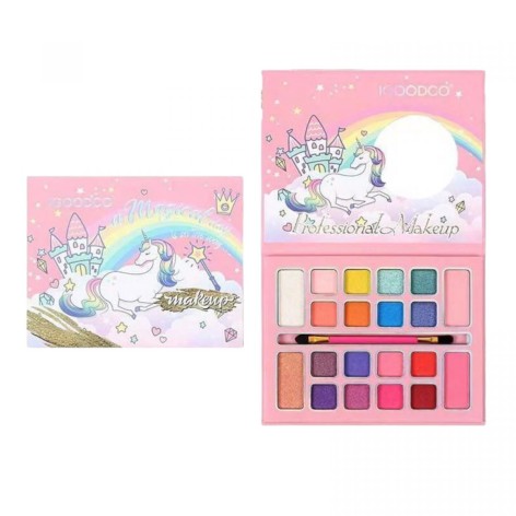 Косметика 16 цветов теней, кисточка, зеркальце, румяна, контуринг, в коробке