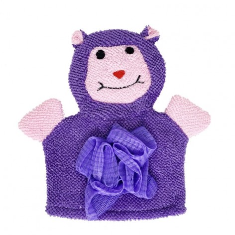 Мочалка-рукавичка "Зверушки", фиолетовая