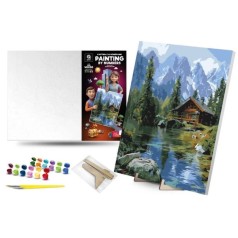 Картина по номерам 40х50 см "Горная река" с деревянной подставкой