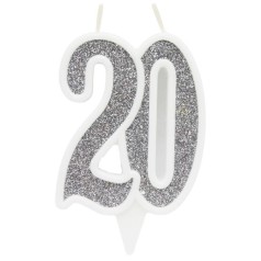 Свечка декоративная "20", серебро